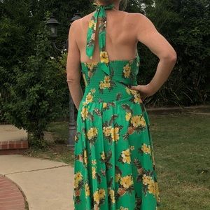 Green Floral Rockabilly Dress New